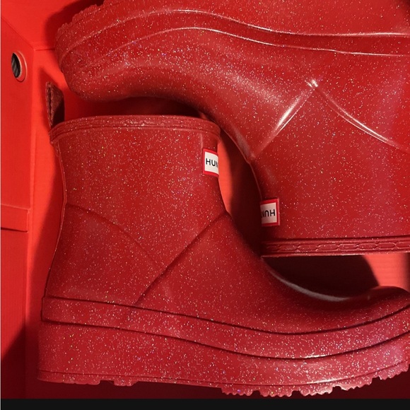 Hunter Shoes - Hunter Red Glitter Rain Boots